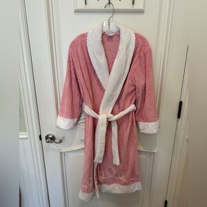 American Girl Chenille Pink and White Plush Girls Robe
